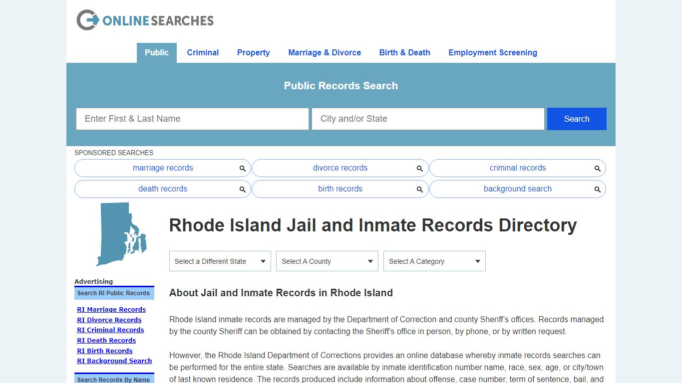 Rhode Island Jail and Inmate Records Search Directory